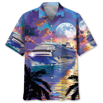 Cruise Ship Sun Set Art Hawaiian Shirt