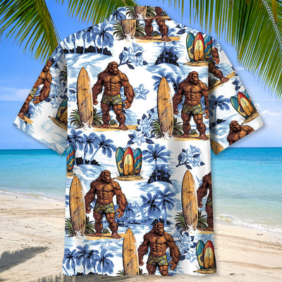 Surfing Bigfoot Surboard Hawaiian Shirt
