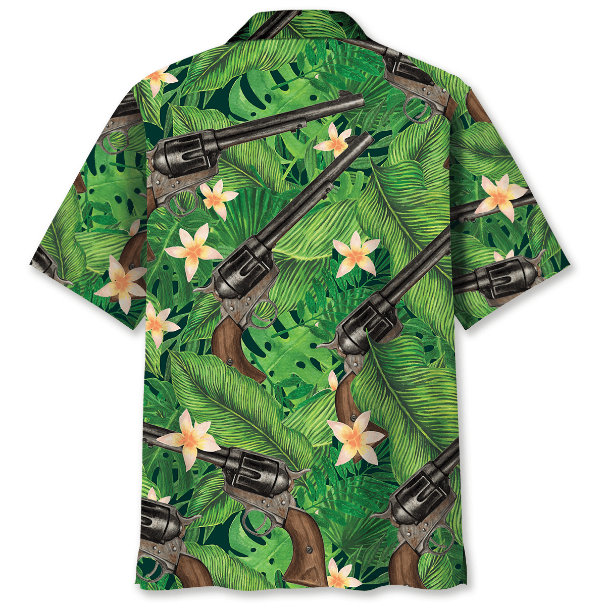 Green Tropical Vintage Guns Hawaiian Shirt