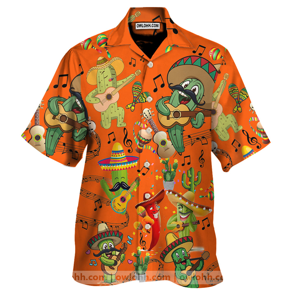 Cactus Love Music Very Much Orange - Hawaiian Shirt