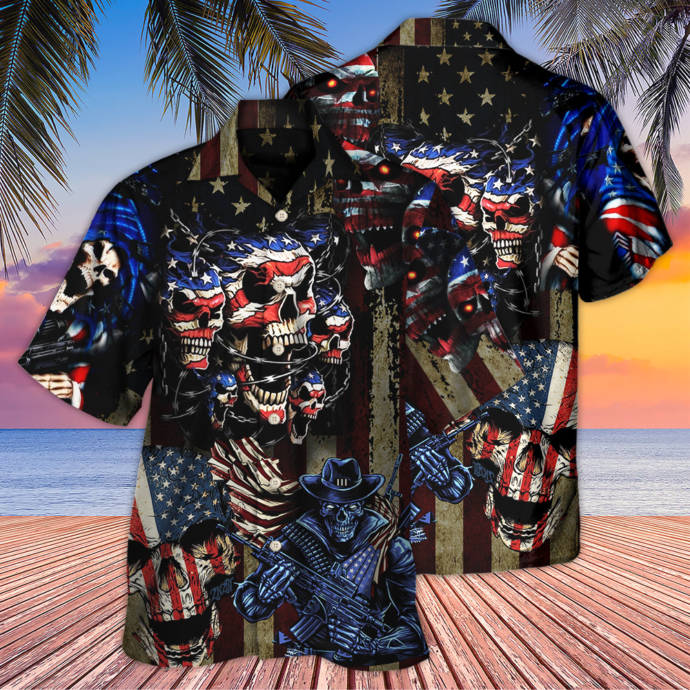 America Skull Pride Cool Style - Hawaiian Shirt
