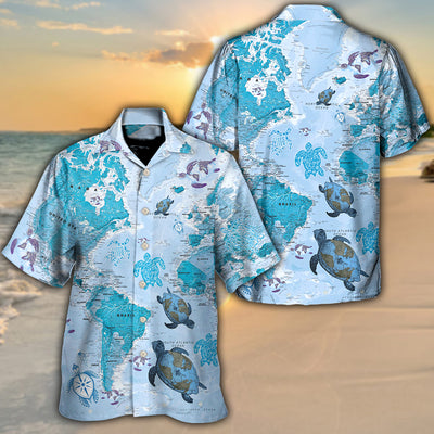 Turtle Awesome Map - Hawaiian Shirt