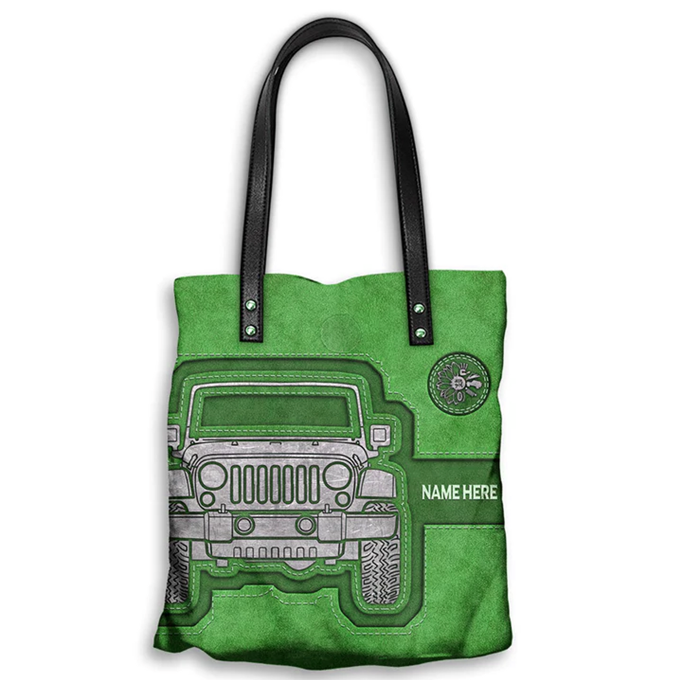 Jeep - Real Women Drive Their Own Jeeps Green Personalized - Leather Hand Bag