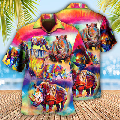 Rhino Painting Style So Much Cool - Hawaiian Shirt