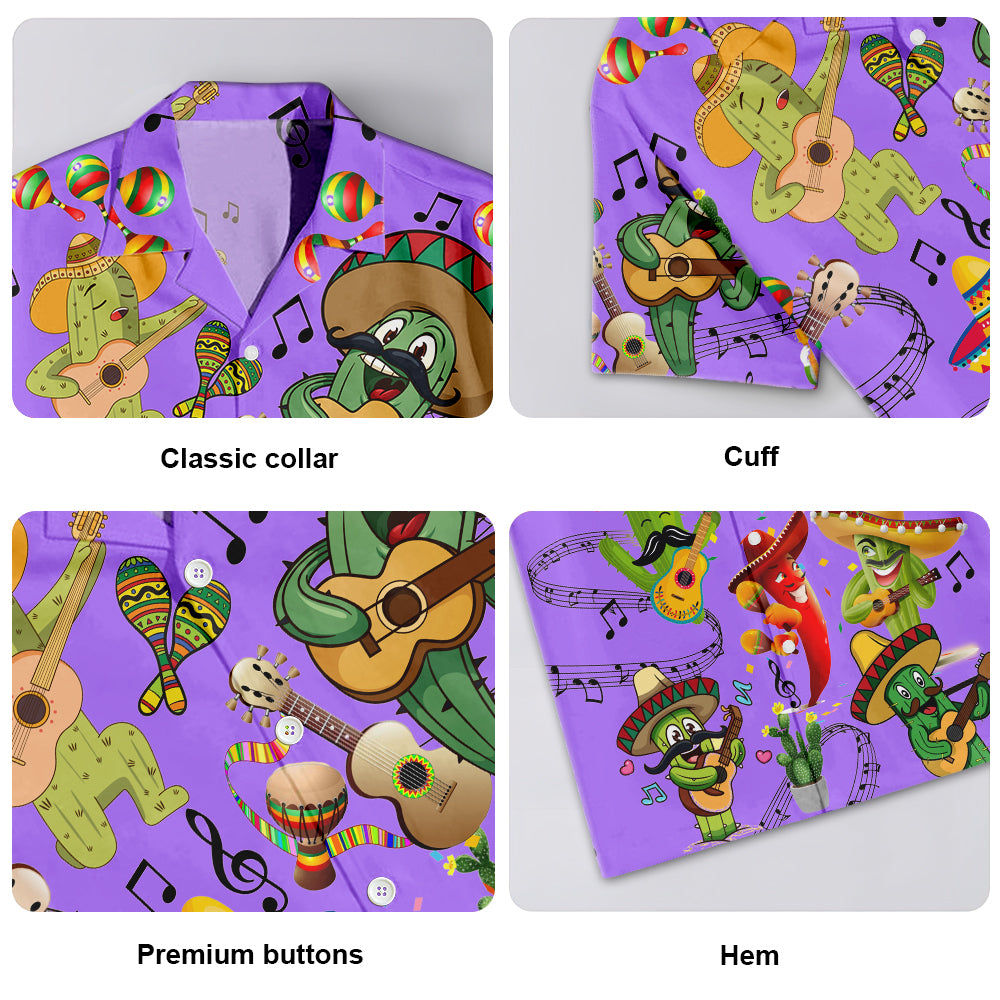 Cactus Love Music Purple - Hawaiian Shirt