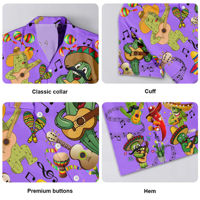 Cactus Love Music Purple - Hawaiian Shirt