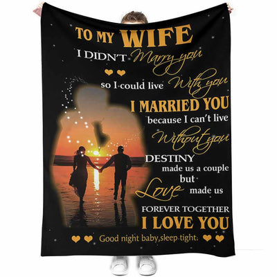 50" x 60" Family To My Wife Husband And Wife I Married You - Flannel Blanket - Owls Matrix LTD