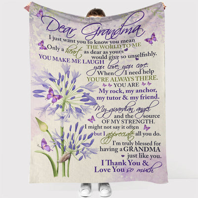 Butterfly To My Grandma Purple Butterfly - Flannel Blanket - Owls Matrix LTD