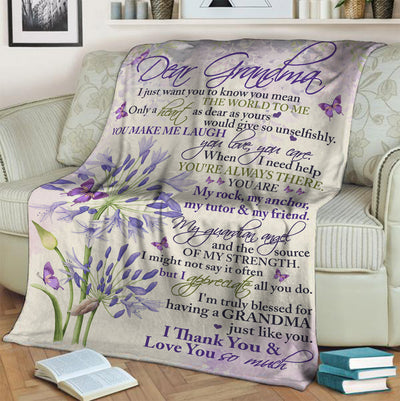Butterfly To My Grandma Purple Butterfly - Flannel Blanket - Owls Matrix LTD