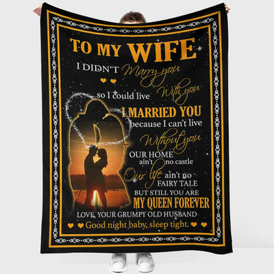 Family To My Wife My Queen Forever - Flannel Blanket - Owls Matrix LTD