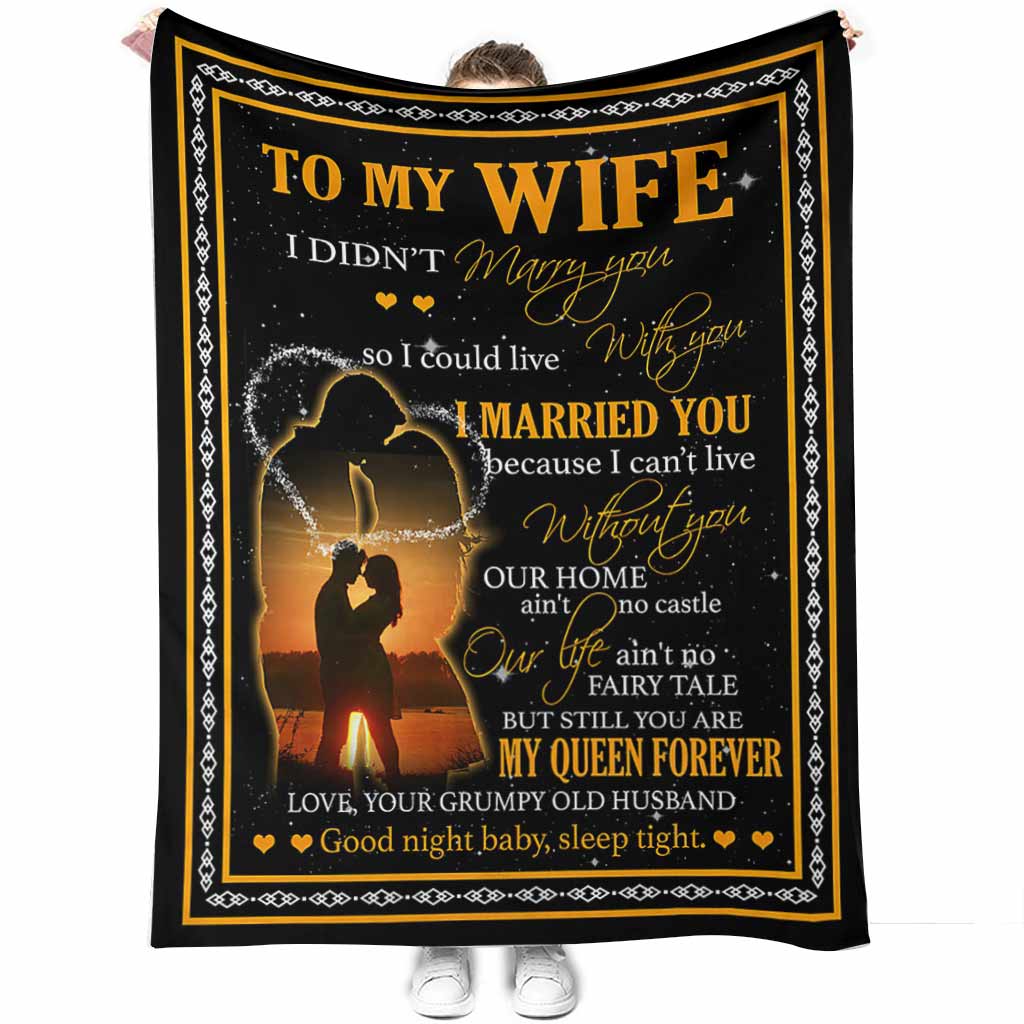 50" x 60" Family To My Wife My Queen Forever - Flannel Blanket - Owls Matrix LTD