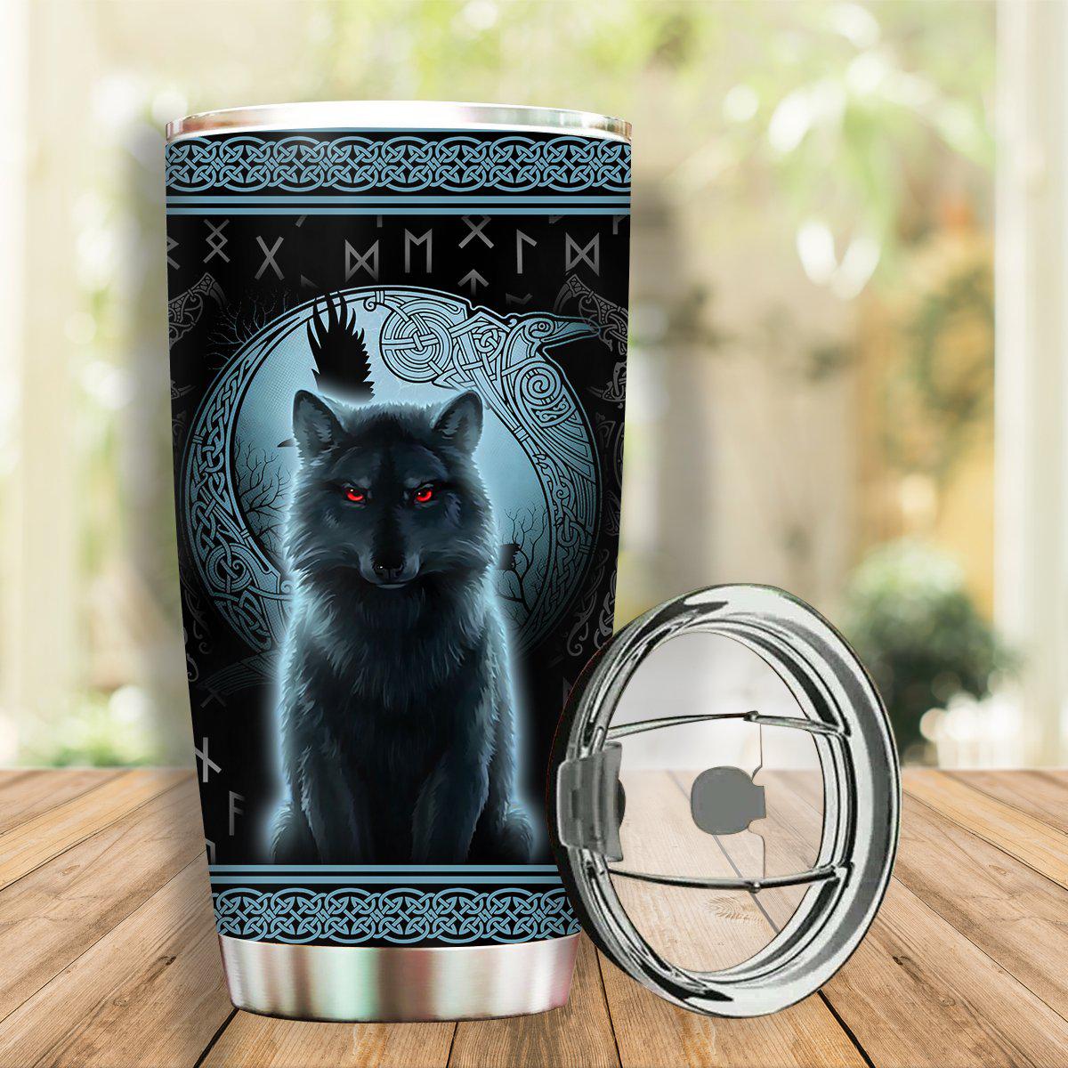 Viking Blue Wolf Dark - Tumbler - Owls Matrix LTD