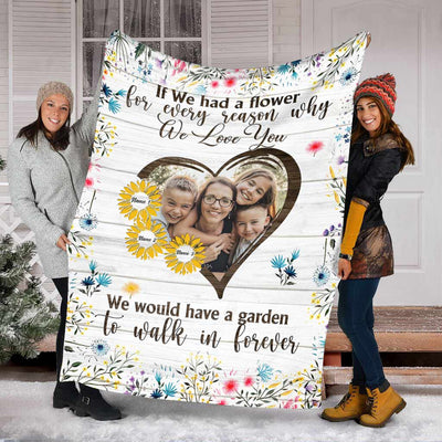 Family If We Had A Flower Custom Photo - Flannel Blanket - Owls Matrix LTD