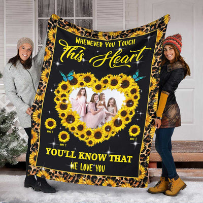 Sunflower Whenever You Touch This Heart Personalized - Flannel Blanket - Owls Matrix LTD