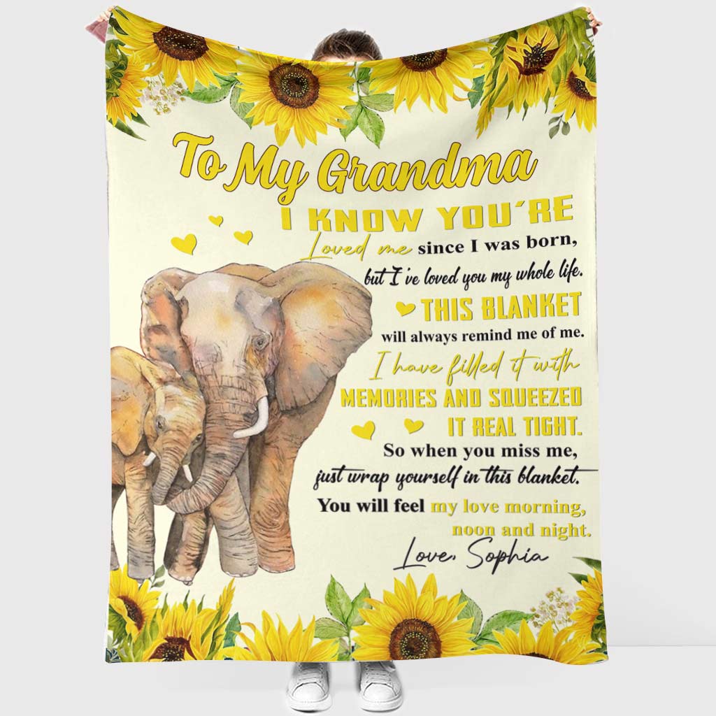 Elephant Sunflower I've Loved You My Whole Life Personalized - Flannel Blanket - Owls Matrix LTD