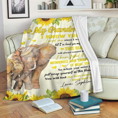 Elephant Sunflower I've Loved You My Whole Life Personalized - Flannel Blanket - Owls Matrix LTD