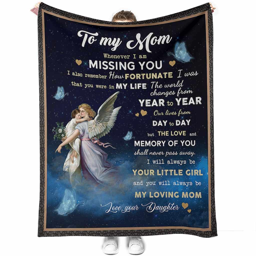 50" x 60" Angle To My Mom And Mother With Butterfly - Flannel Blanket - Owls Matrix LTD