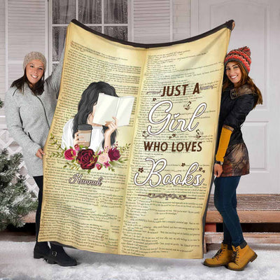 Book Just A Girl Who Loves Books Style Personalized - Flannel Blanket - Owls Matrix LTD