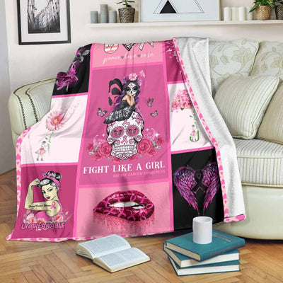 Breast Cancer Awareness Fight Like A Girl - Flannel Blanket - Owls Matrix LTD