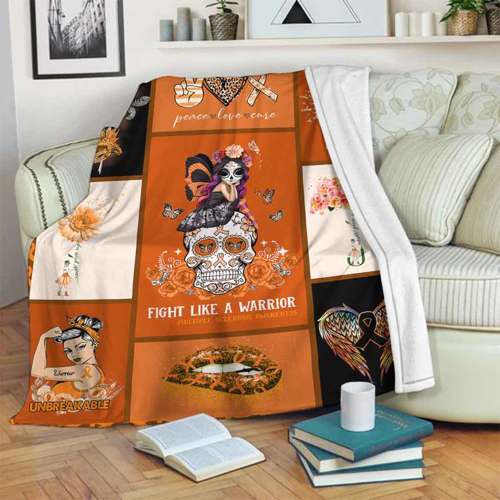 Multiple Sclerosis Awareness Floral - Flannel Blanket - Owls Matrix LTD