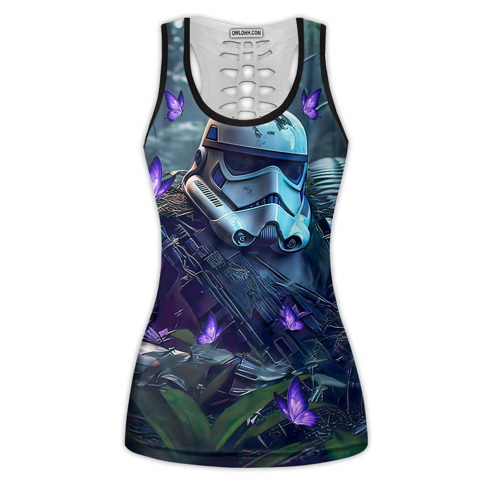 Starwars Stormtrooper In The Jungle With Purple Flowers - Tank Top Hollow