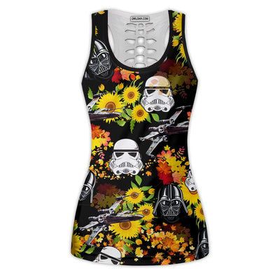 Star Wars Darth Vader Stormtrooper Helmet Autumn Wild Sunflowers - Tank Top Hollow