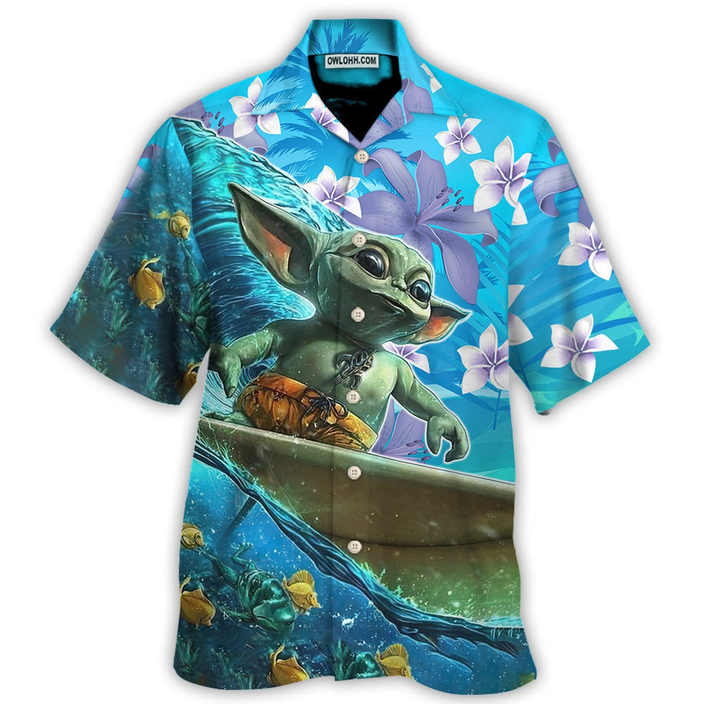 Star Wars Baby Yoda Surfing - Hawaiian Shirt For Men, Women, Kids - Owl Ohh-Owl Ohh