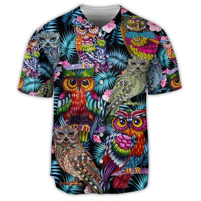 Owl Tropical Vibe Art - Baseball Jersey - Owls Matrix LTD