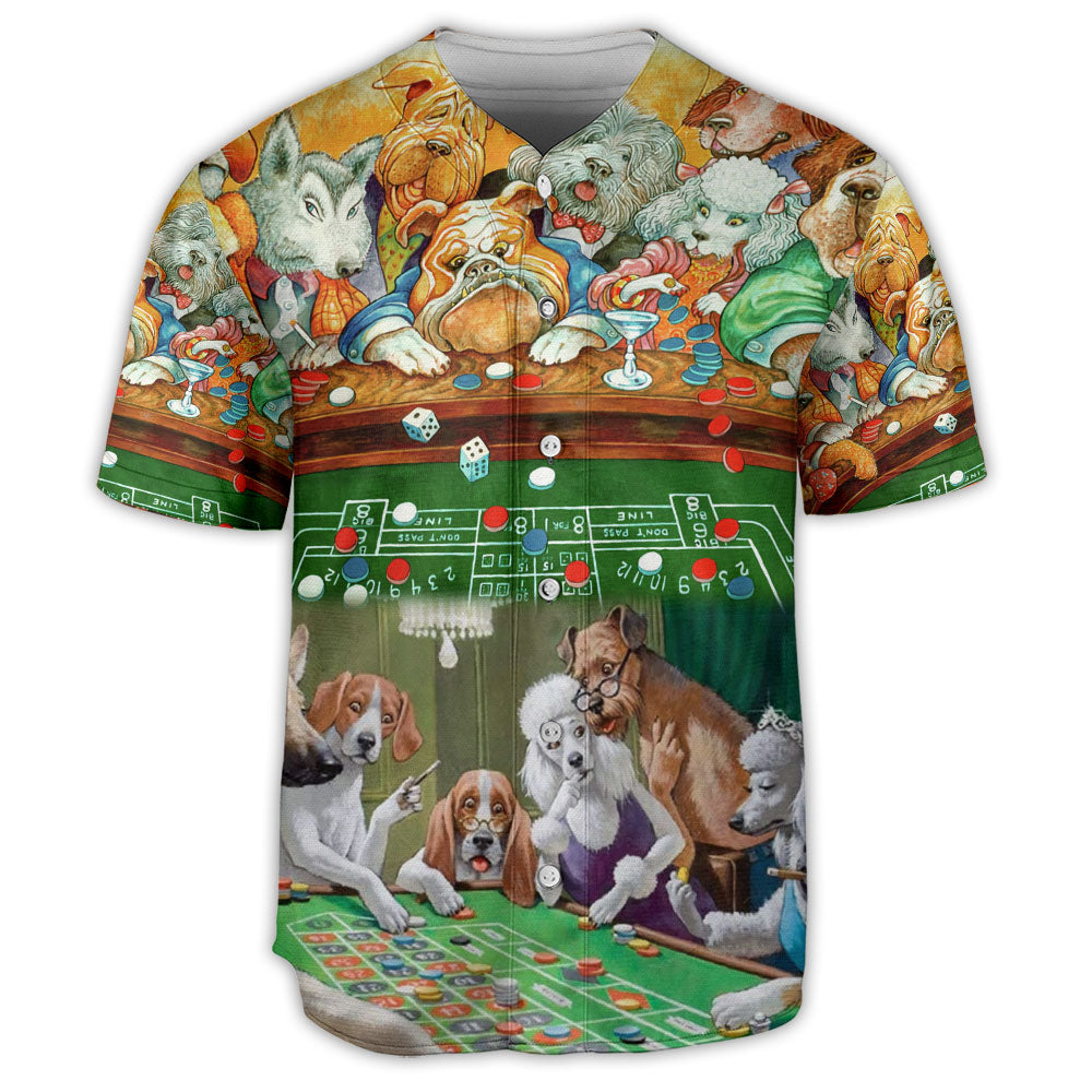 Dog Casino Funny Art - Baseball Jersey - Owls Matrix LTD