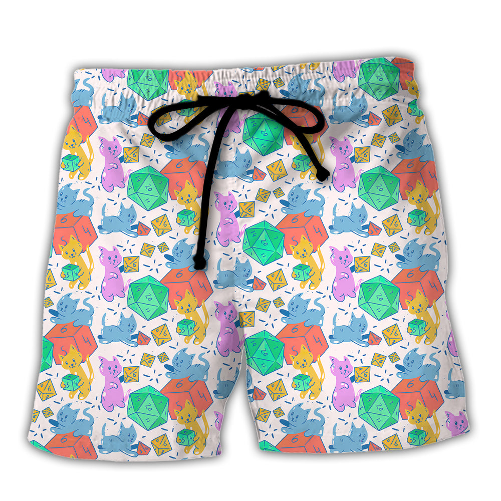 DnD Cat Cute Rolling Dice - Beach Short