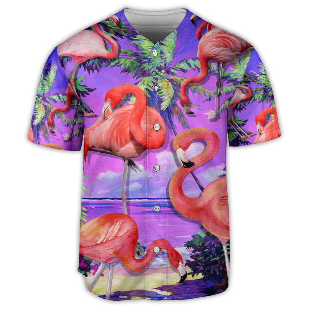 Flamingo Coconut Beach Summer Vibe - Baseball Jersey - Owls Matrix LTD