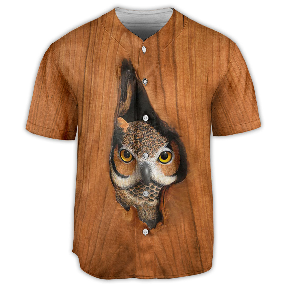 Owl Wood Art Style - Baseball Jersey - Owls Matrix LTD
