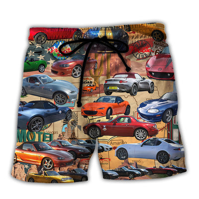 Car Lover Utah Miata Club Route 66 - Beach Short - Owls Matrix LTD