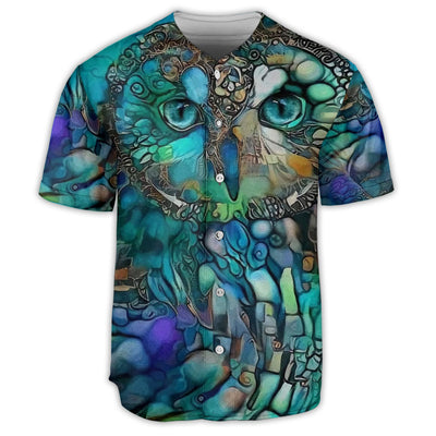 Owl Glass Art Style - Baseball Jersey - Owls Matrix LTD