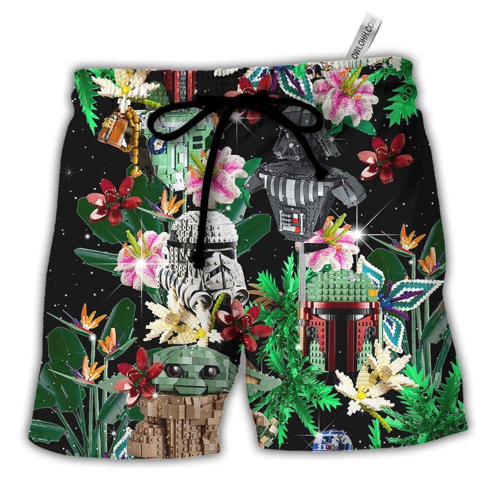 Star Wars Lego Baby Yoda, Boba Fett, Darth Vader and Stormtroopers Tropical - Beach Short