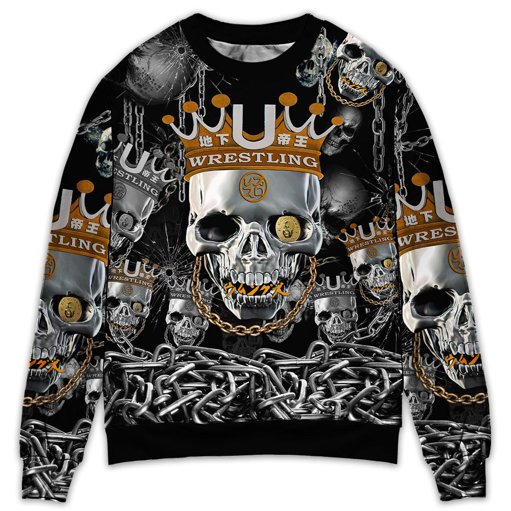 Skull Blue Smoke Flaming - Sweater - Ugly Christmas Sweater - Owls Matrix LTD