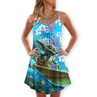 Star Wars Baby Yoda Surfing - V-neck Sleeveless Cami Dress