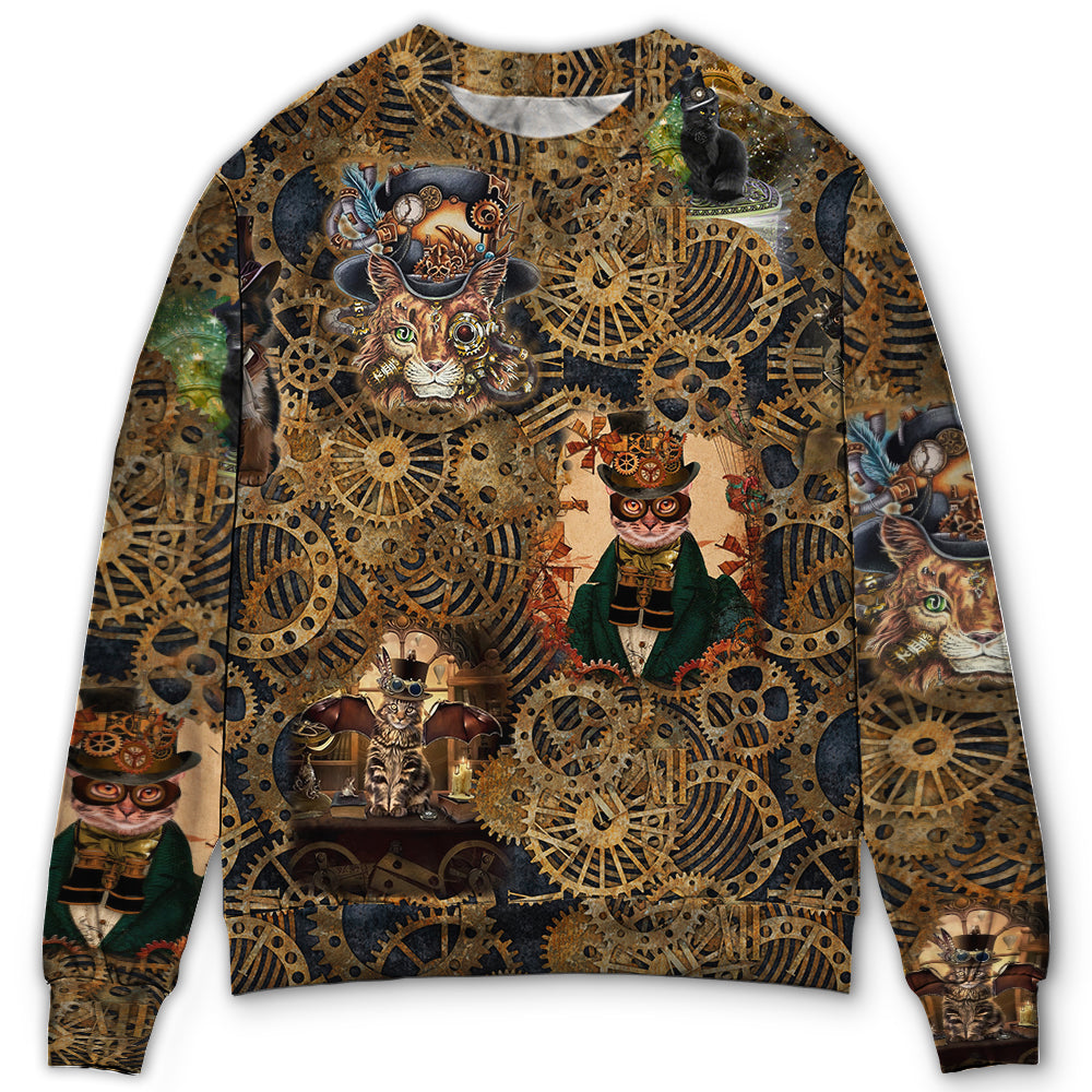 Sweater / S Cat Love Machine Vintage - Sweater - Ugly Christmas Sweaters - Owls Matrix LTD