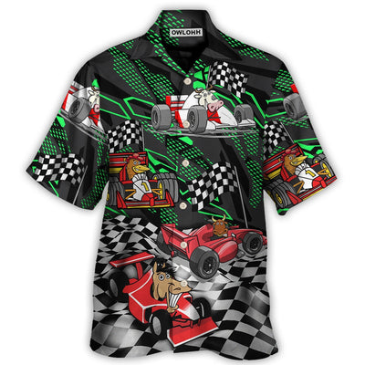 F1 Formula One Animals Racing Car Speed Lover- Hawaiian Shirt - Owls Matrix LTD
