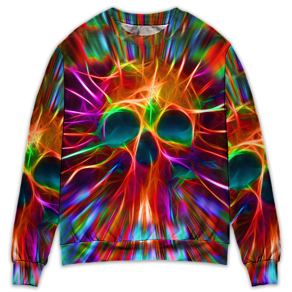 Skull Rainbow Color Love Style - Sweater - Ugly Christmas Sweater - Owls Matrix LTD