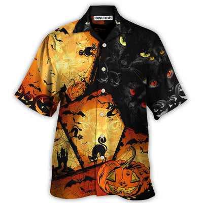 Hawaiian Shirt / Adults / S Halloween Black Cat Enjoy Halloween - Hawaiian Shirt - Owls Matrix LTD