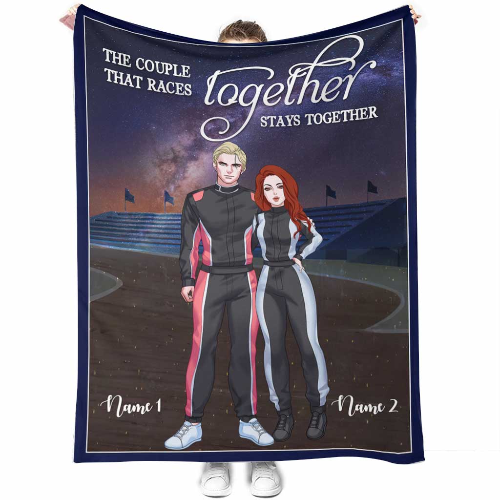 Racing Together Stays Together Personalized - Flannel Blanket - Owls Matrix LTD
