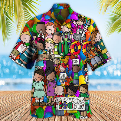 School 100 Days of School With Students - Hawaiian Shirt - Owls Matrix LTD