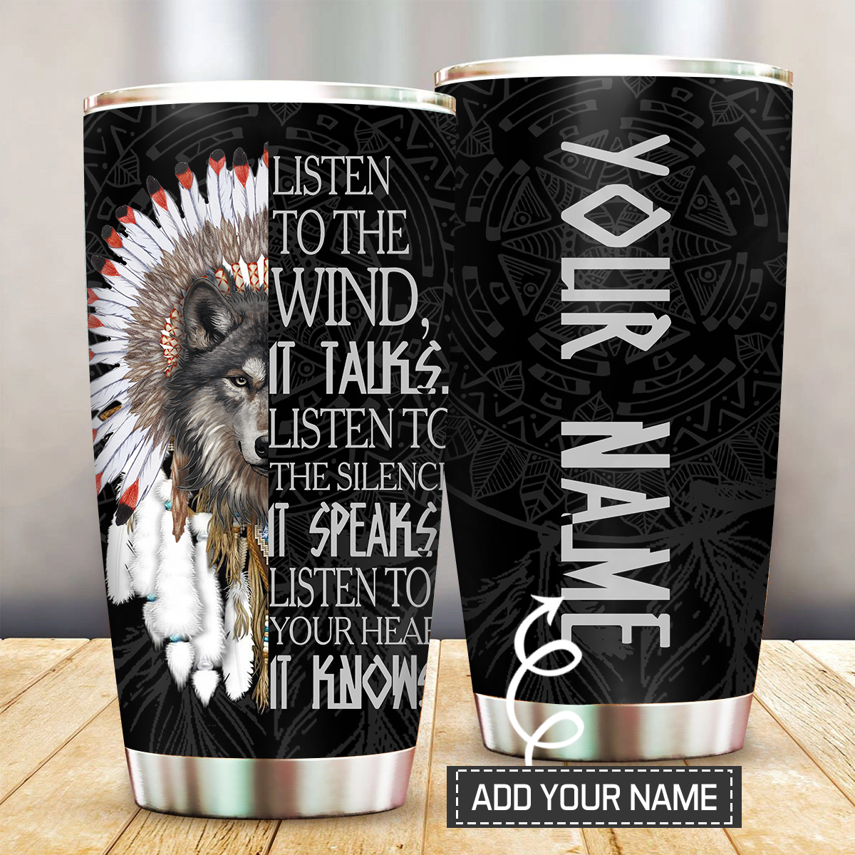 Native Americans and Black Wolf Still Strong Personalized - Tumbler - Owls Matrix LTD