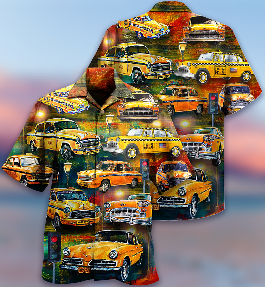 Car Yellow Vintage Style - Hawaiian Shirt - Owls Matrix LTD