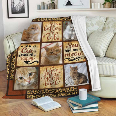 Cat Lover Life Is Better With A Cat - Flannel Blanket - Owls Matrix LTD