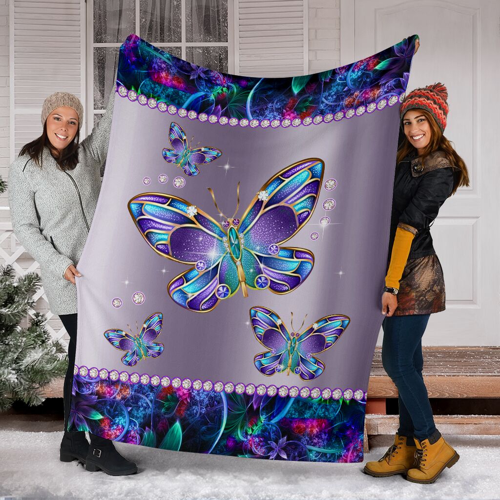 Butterfly Metal Pattern Print Butterfly - Flannel Blanket - Owls Matrix LTD