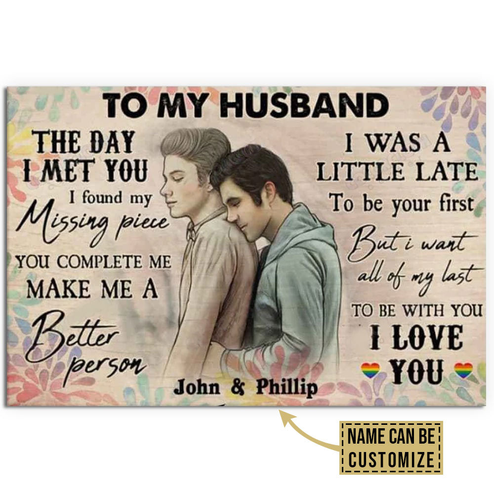 12x18 Inch LGBT Gay Couple The Day I Met You Personalized - Horizontal Poster - Owls Matrix LTD