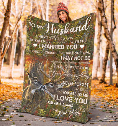 Deer To My Husband Hunting Style - Flannel Blanket - Owls Matrix LTD