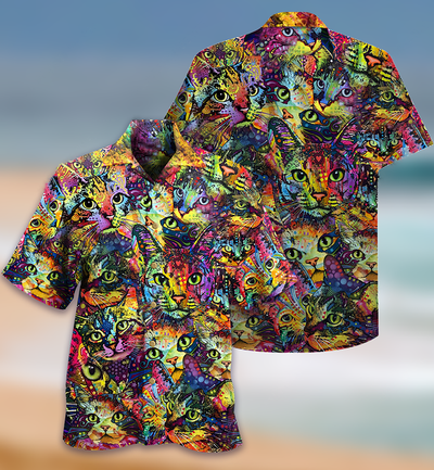 Cat Smile Colorfull - Hawaiian Shirt - Owls Matrix LTD